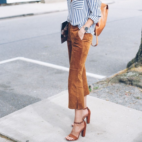 Genuine Suede Cropped Suede Pants 